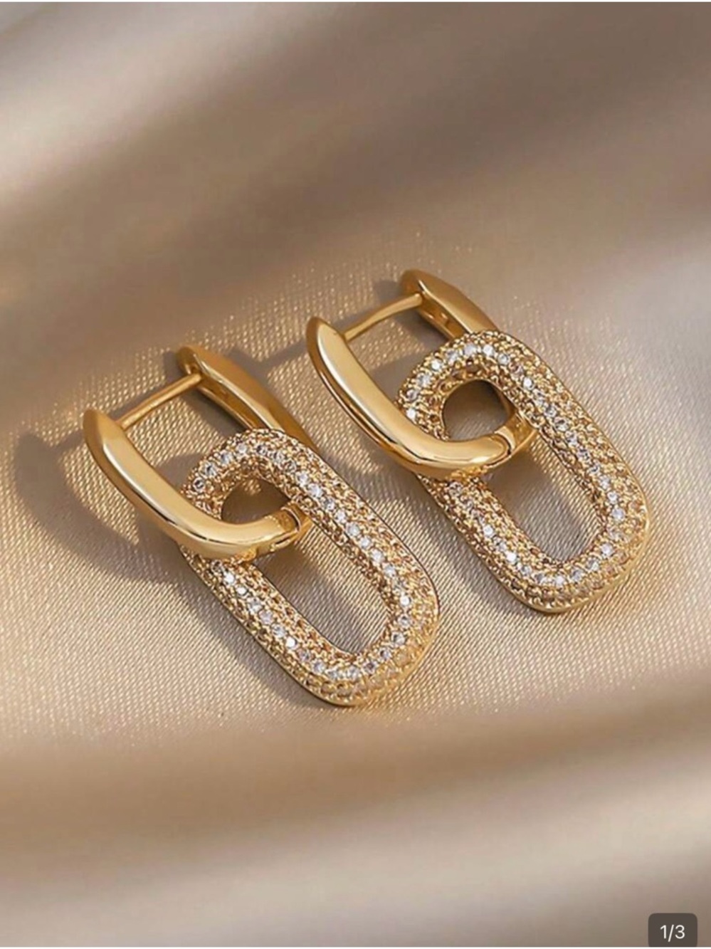 Gold Tone Linked pave Crystal Drop Earrings for Women